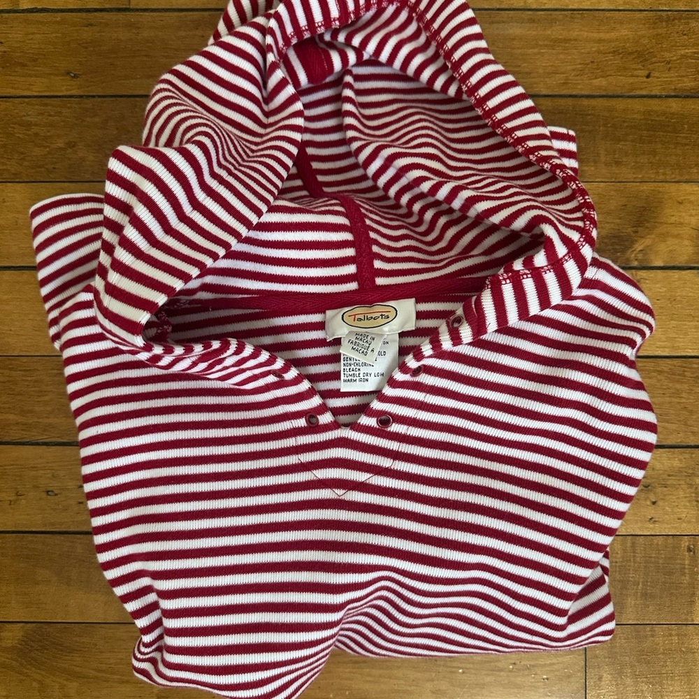 Talbots Red and White Striped Cotton Hoodie